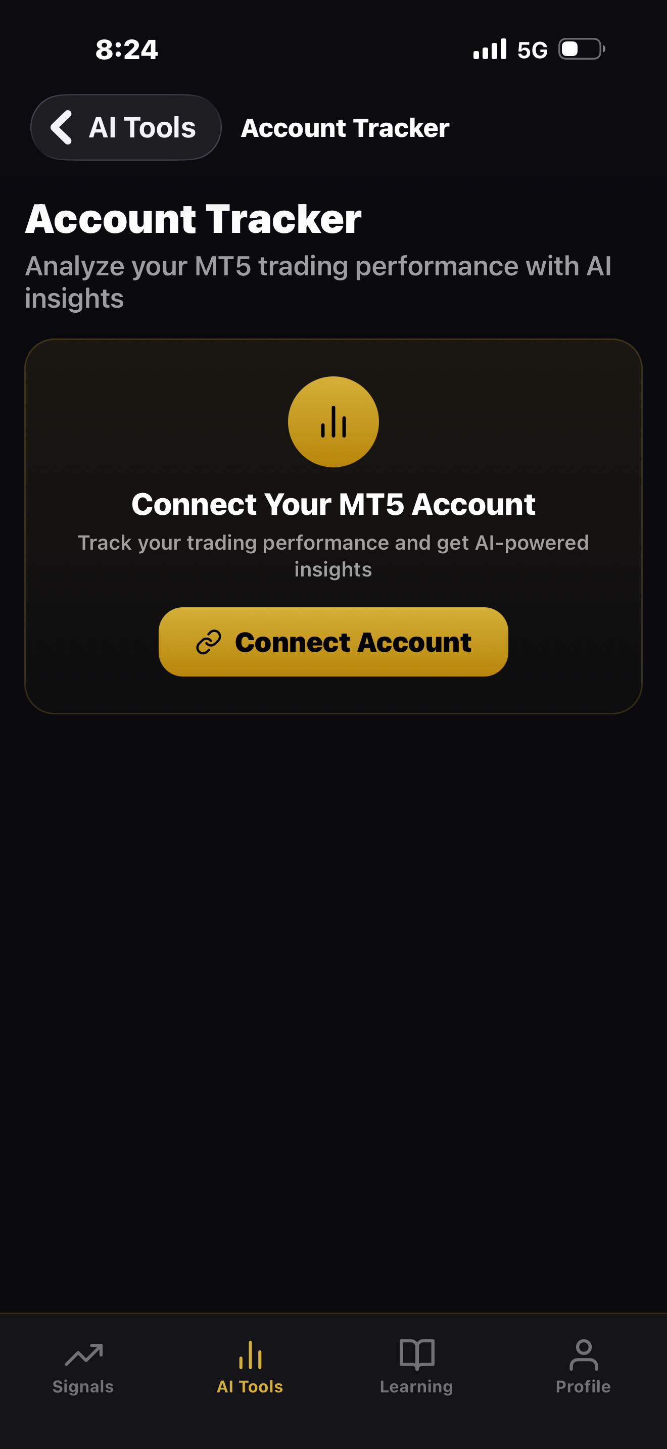 MT5 account tracker showing portfolio balance